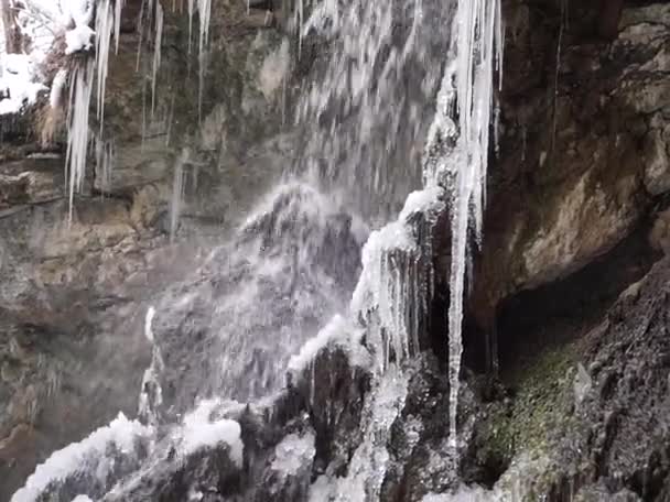 Niesamowity Świat Przyrody Północnym Kaukazie Republika Adygei Wodospady Zamrożone — Wideo stockowe