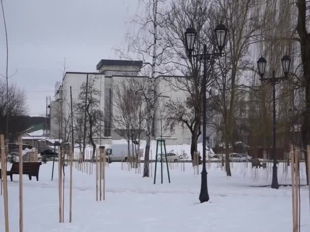 Místo Severní Kavkaz Hlavním Městem Adygeské Republiky Město Maykop Winter — Stock video