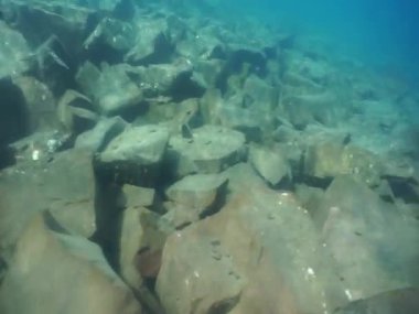 Dağ göllerinin sualtı dünyası. Konum: Rusya, Karachay-Çatısız Cumhuriyet. Aksaut Nehri 'nin yanındaki vadide. Kyngyrchat Gölü. 