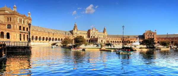 Avrupa Spanya Sevilla Daki Spanya Meydanı Nın Güzel Manzarası - Stok İmaj