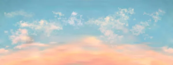 Vecteur sans couture crépuscule réaliste ciel. Fond horizontal de longue longueur avec de beaux nuages clairs dessus. Motif de paysage vectoriel 3D rose, bleu, orange et rouge. Contexte de votre travail. Vecteurs De Stock Libres De Droits