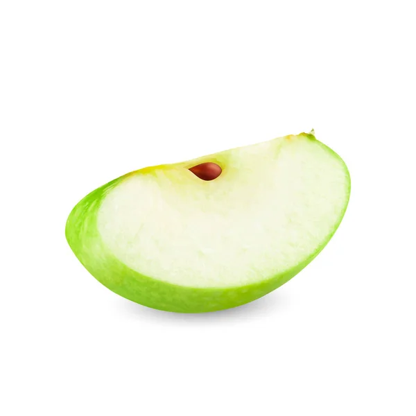 Wektor realistyczny 3d zielony klina jabłko. Zdjęcia kawałka zielonego jabłka z kością. Izolowana ilustracja na białym tle. — Wektor stockowy