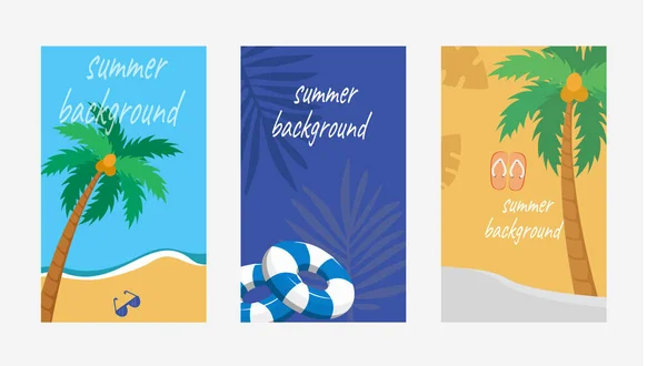 Conjunto Lindas Plantillas Tarjetas Creativas Con Diseño Verano Colores Brillantes — Foto de Stock