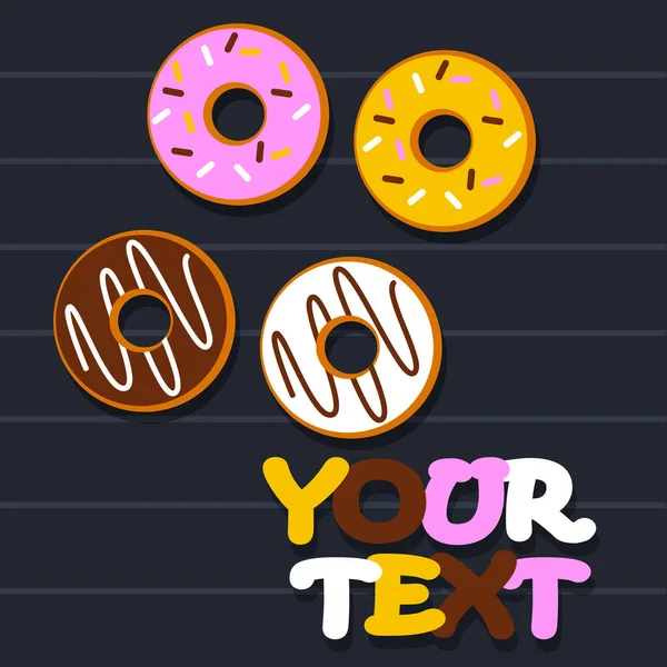 Vector Illustration Donuts Place Text — Vector de stock