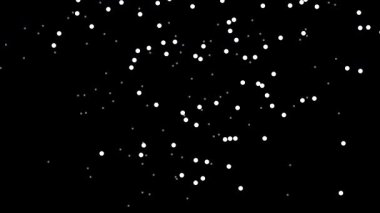Modern, soyut ve atmosferik bir görüntü oluşturan dağınık beyaz noktalardan oluşan minimal siyah arkaplan çizimi. Gece temaları, yıldızlar, kar, parçacıklar ve kozmik tasarım elementleri için mükemmel.