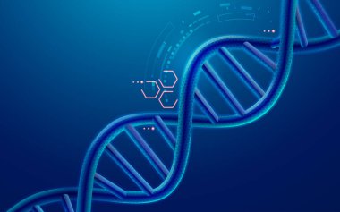 Sentetik biyoloji ya da biyoteknoloji konsepti, gelecekteki elementi olan yapay DNA grafiği