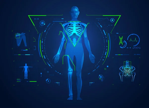 Ortopédiai Technológia Vagy Csontok Ízületek Koncepciója Orvosi Kezelés Test Röntgen — Stock Vector