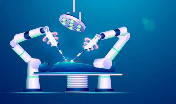 Concetto Chirurgia Robotica Avanzamento Della Tecnologia Medica Grafica Delle Braccia — Vettoriale Stock