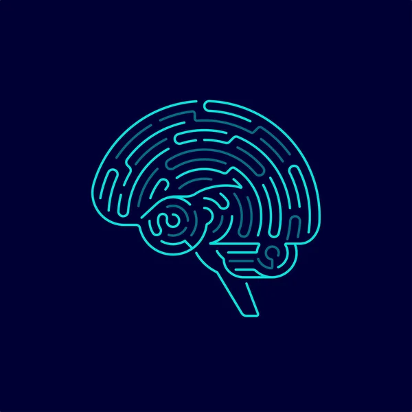 Концепция Творческого Мышления Машинного Обучения Графика Мозга Сочетании Шаблоном Лабиринта — стоковый вектор