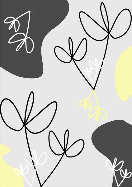 Line art, lines in the background.Background image, abstraction, minimalism. Flower arrangement. flowers drawn by lines. Summer mood, spring