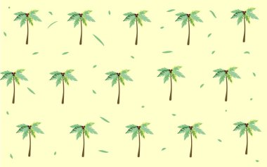 Palmiye ağaçları ve hindistan cevizleri, tropikal ağaçlar ve meyveler, tatil ve rahatlama, yaz ve ruh hali 