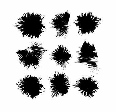 Semboller ve fırça darbeleri. Çizgiler ve semboller, boya lekeleri. Fırça lekesi. Çok renkli renkler.