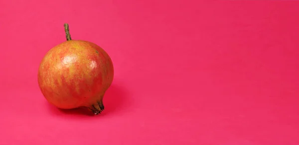 Sade kırmızı arka planda, molekül çeşitliliğinin olgun nar meyvesi.