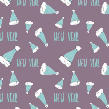 suluboya illüstrasyon kusursuz desen yeni kulak mavisi başlık ve leylak arkaplanda yeni bir harf, minimalizm