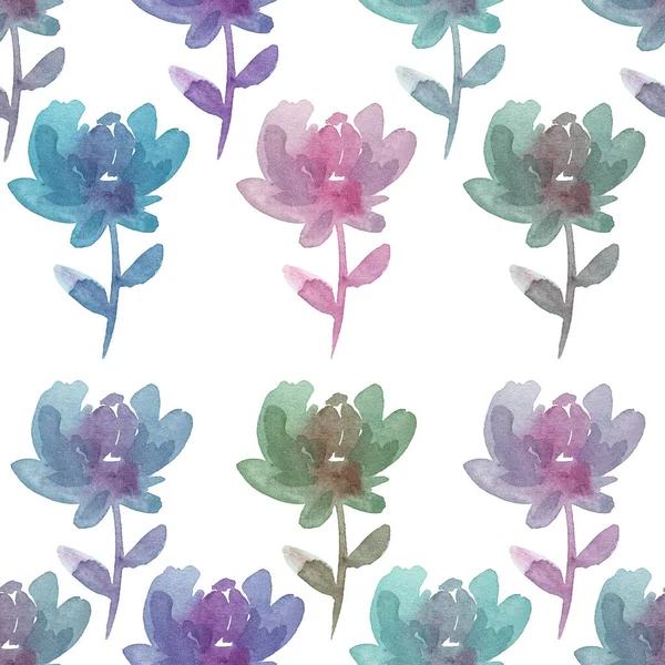 Botanical Aquarian Illustration Colored Rainbow Peones Wallpaper Fabric — Stock Photo, Image