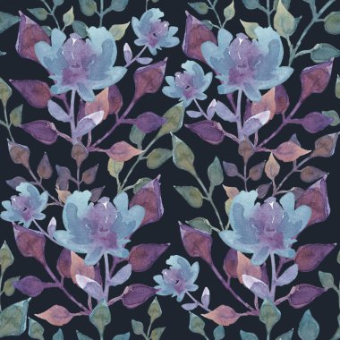 Botanik baskı, suluboya resimleme duvar kâğıdı veya mobilya için kusursuz desen