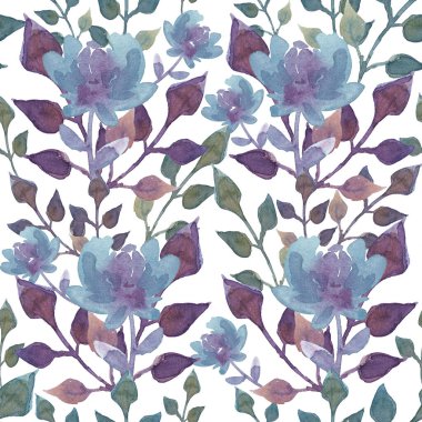 Botanik baskı, suluboya resimleme duvar kâğıdı veya mobilya için kusursuz desen