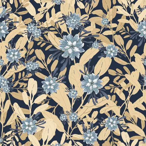 Αδιάβροχα Ανθοφορία Χωρίς Ραφές Pattern Abstract Gray Flowers Yellow Graass — Φωτογραφία Αρχείου