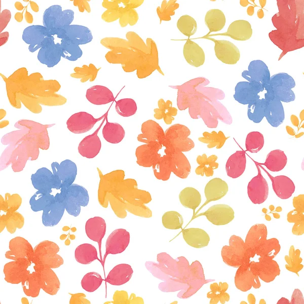 Vízszín Illustrációs Vízszínűség Pattern Fényvirágok Virágok Fehér Visszavonására Fabrikus Fényvisszavonó — Stock Fotó