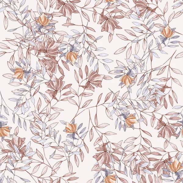 Watercolor Illustration Seamless Pattern Floral Pattern Monochrome Flowers Gentle Pink —  Fotos de Stock