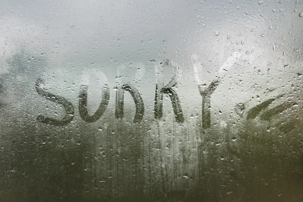 Regendruppels op een zweterige glas. Verdriet verdriet somberheid herfst. — Stockfoto