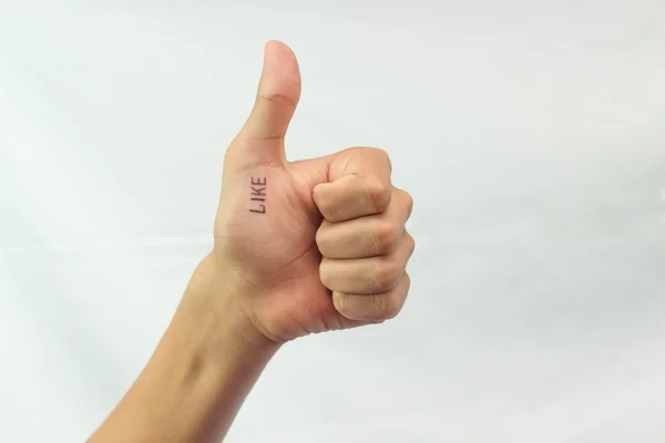 The sign from fingers of a hand. Lake. Good. — Stock Photo, Image