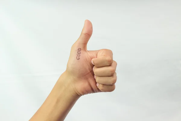 The sign from fingers of a hand. Lake. Good. — Stock Photo, Image