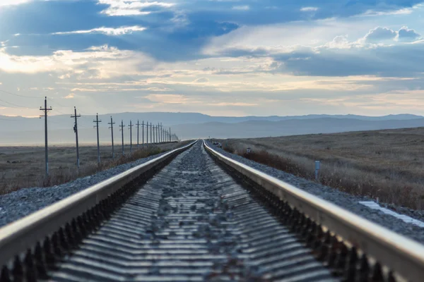 Railway rails of stretching into the distance — Stock Photo, Image