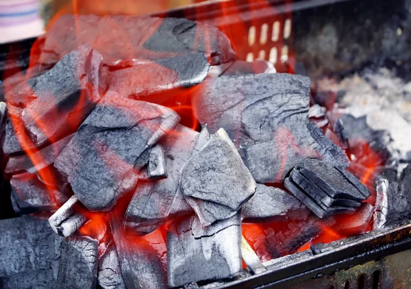 BBQ charcoal grill fire — Stock Photo, Image