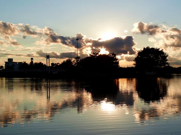 Coucher de soleil, Nong Prajak Udon Thani Thaïlande — Photo