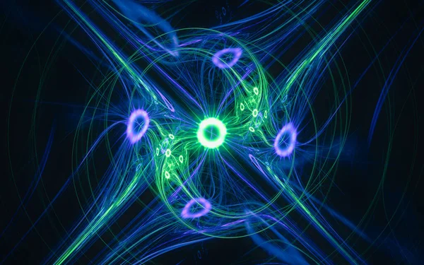 Abstrakte Illustration Eines Fantastischen Energiegerinnsels Form Eines Leuchtend Grünen Sterns — Stockfoto