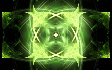 Yapraklı fraktal fantastik çiçekten elde edilen dijital illüstrasyon.