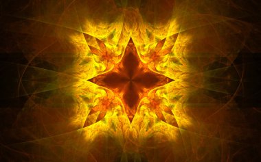 Yapraklı fraktal fantastik çiçekten elde edilen dijital illüstrasyon.