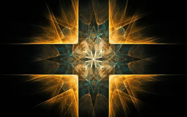 Fantastyczny Abstrakcyjny Symetryczny Kwiat Płatkami Składającymi Się Różnych Kształtów Geometrycznych — Zdjęcie stockowe