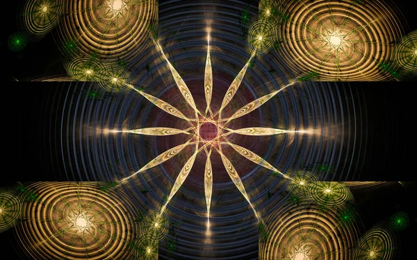 Absztrakt Illusztráció Egy Számítógép Generált Fantasztikus Csillag Különböző Formájú Árnyalatú — Stock Fotó