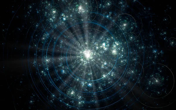 Simgelerde kullanılmak üzere siyah zemin üzerinde çeşitli şekillerde ve gölgelerde, dijital tasarım ve grafikler için işaretler oluşturulmuş bir bilgisayarın soyut çizimi.