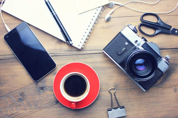 Working table on different accessories — Stock Photo, Image
