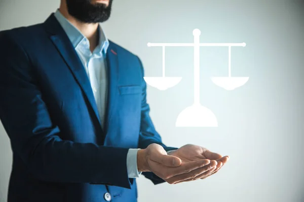 Scales Justice Hands Lawyer — Stock Photo, Image