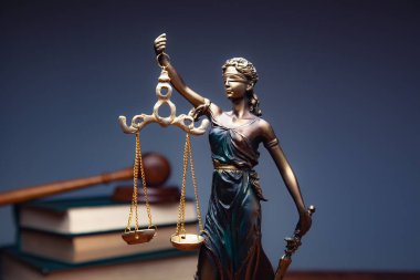 Bayan adalet ve masada kitaplar.