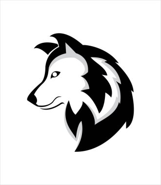 Kurt logosu, vahşi kurt, siyah beyaz vektör