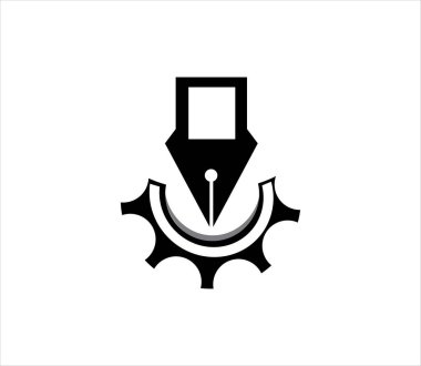 dişli ve kalem yaratıcı logo