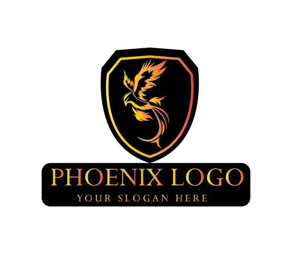 phoenix logo and shield, logo vector template image, trendy