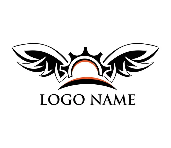Logo Przekładni Skrzydła Logo Silnika Prosta Moda Odpowiednia Dla Firm — Zdjęcie stockowe