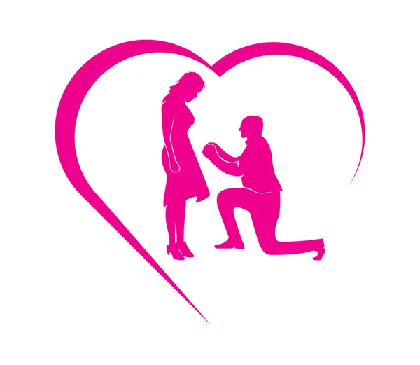 Lovers Logo Sign Love Kneeling Proposing — Stock Photo, Image