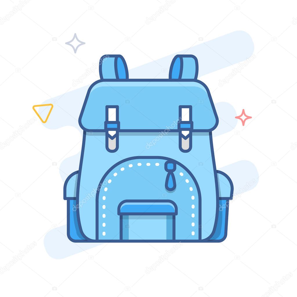 Backpack vector outline icon. School bag line illustration.