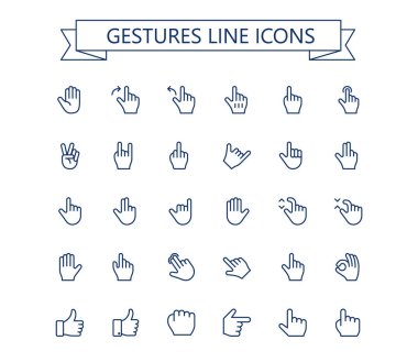 Jest çizgisi vektör simgeleri ayarlandı. 24x24 px. Piksel Mükemmel. Düzenlenebilir vuruş.