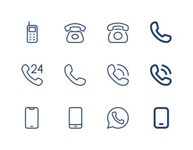 Cep telefonu simgesi seti. Eski telefon vektör çizgisi simgeleri.
