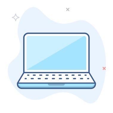 Laptop bilgisayar hattı çizimi. Not defteri ana hat vektör simgesi.