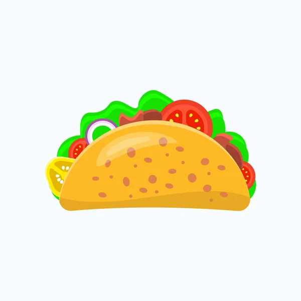 Taco Tortilla Héj Vektor Illusztráció Mexikói Ebéd Lakás Ikon — Stock Vector