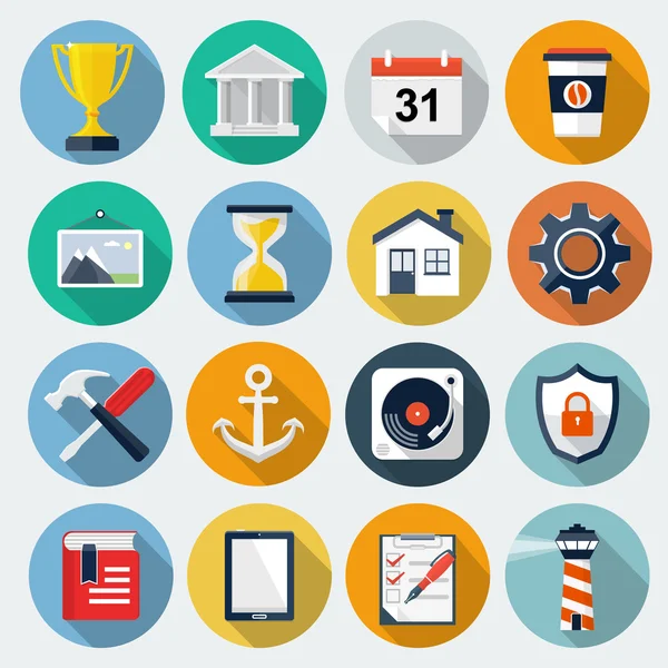 Uzun Gölge, set 1 düz simgeler